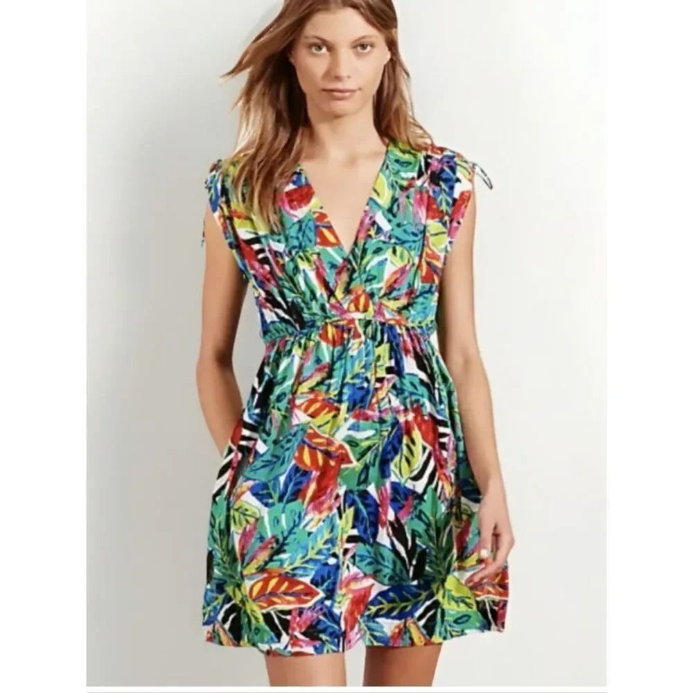 Lauren Ralph Lauren Farrah Palm Print Beach Coverup Sz Large
